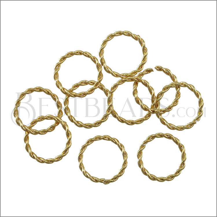 10mm Euro Twisted Jump Ring - GOLD - 65 pcs