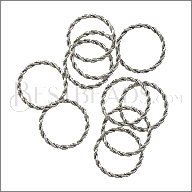 12mm Euro Twisted Jump Ring - ANTIQUE SILVER - 70 pcs