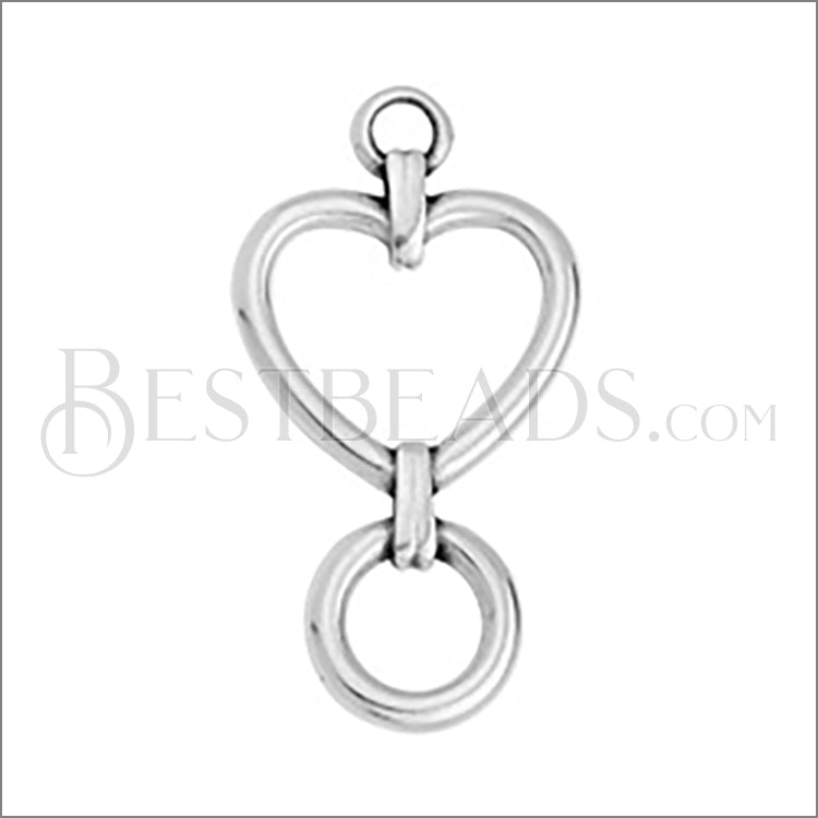 Heart with Loop Link ANTIQUE SILVER - 10 pcs