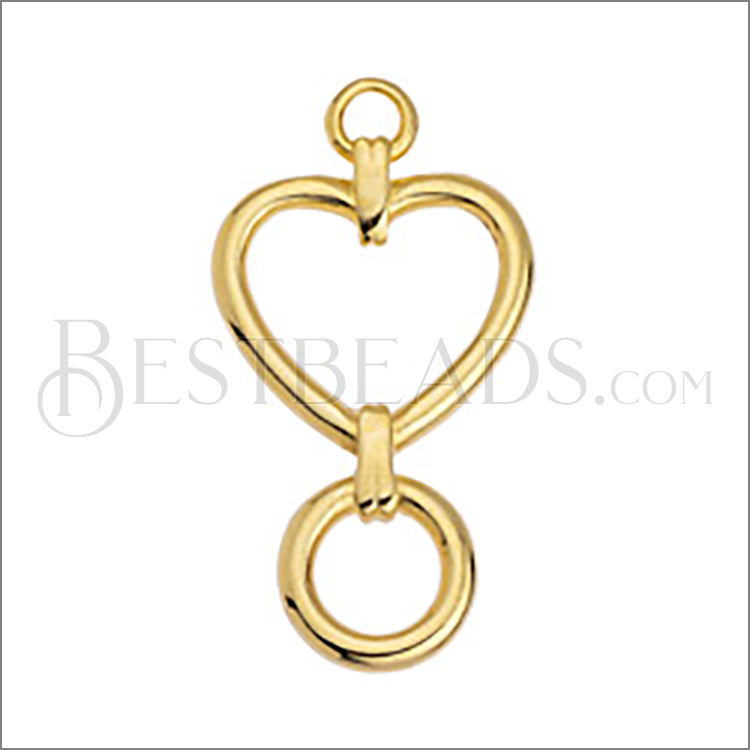 Heart with Loop Link GOLD - 10 pcs