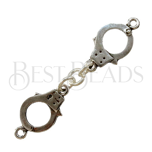 DOUBLE HANDCUFF Link ANTIQUE SILVER - 5 pcs