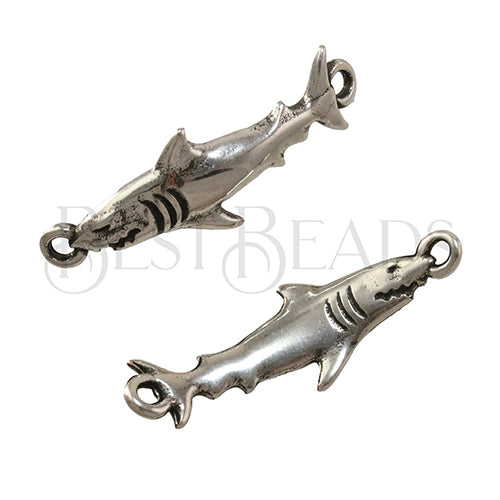 1.5mm round SHARK Link ANTIQUE SILVER  - 2 pcs