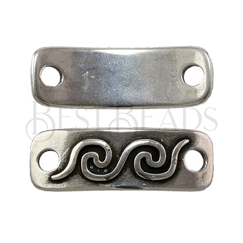 4mm round WAVES Link ANTIQUE SILVER  - 2 pcs