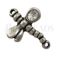 2mm round DRAGONFLY w/ CRYSTAL Link ANTIQUE SILVER  - 2 pcs