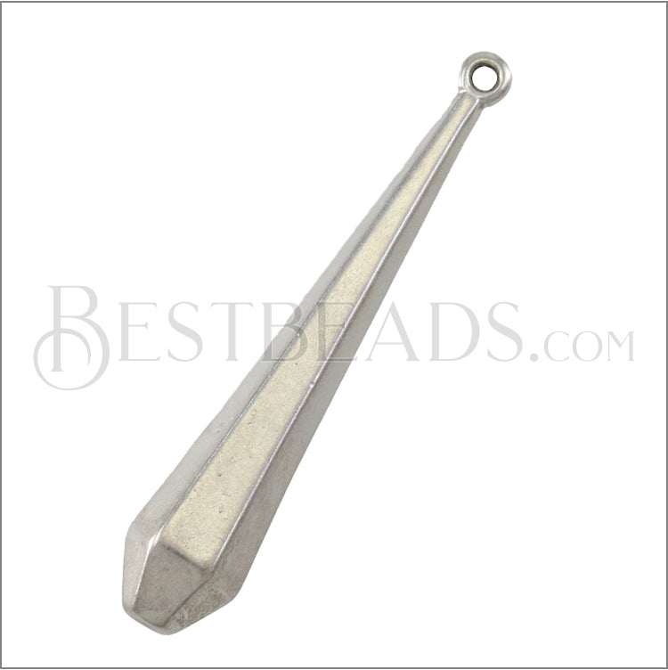 42mm Faceted Teardrop Pendant ANT SILVER - 10 pcs