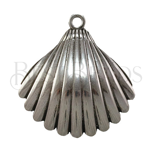 Large CLAM SHELL Pendant ANT SILVER - 1 pc