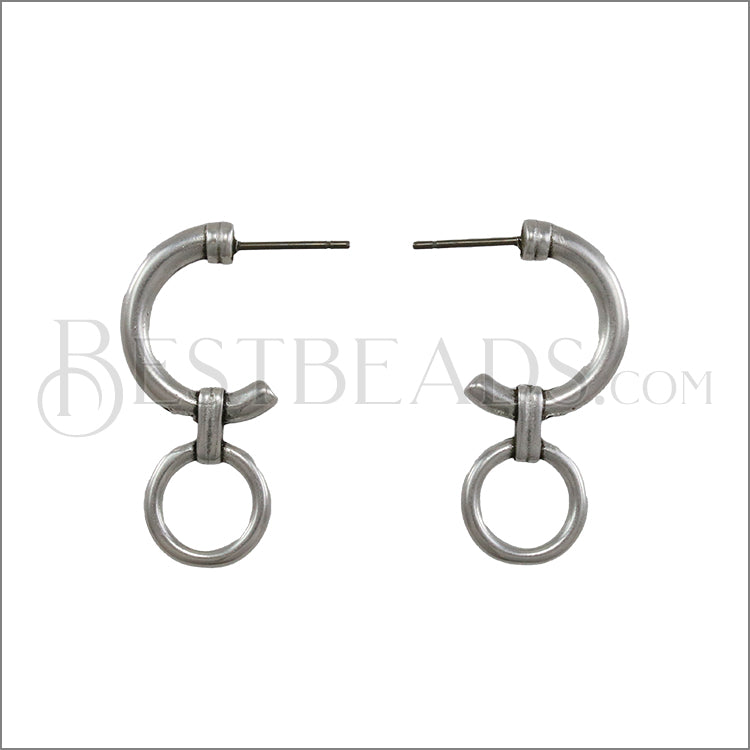 Crescent with Loop Post Earring ANT SILVER - 10 pcs