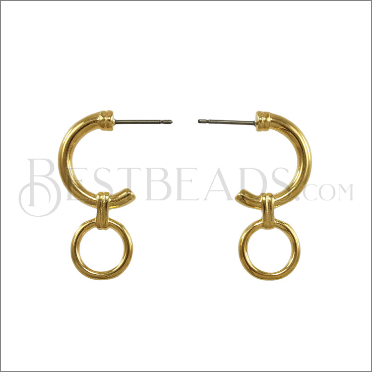 Crescent with Loop Post Earring GOLD - 10 pcs