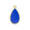 23mm Teardrop Charm GOLD - BLUE GLASSY - 10 pcs