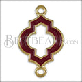 Open Moroccan Connector Charm GOLD EPOXY - Burgundy - 10 pcs
