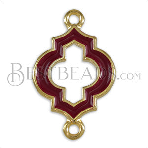 Open Moroccan Connector Charm GOLD EPOXY - Burgundy - 10 pcs