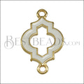 Open Moroccan Connector Charm GOLD EPOXY - White - 10 pcs