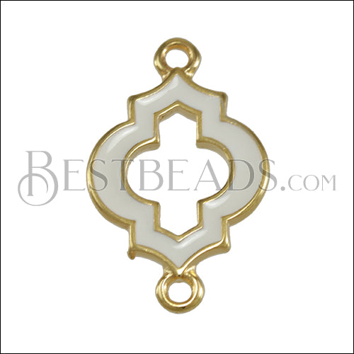 Open Moroccan Connector Charm GOLD EPOXY - White - 10 pcs