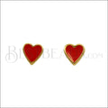 Heart Earring Post GOLD EPOXY - RED - 10 pcs