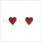 Heart Earring Post GOLD EPOXY - VIOLET - 10 pcs