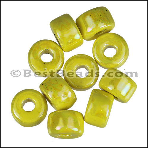 Ceramic Glazed Rondelle LEMON 10 pcs