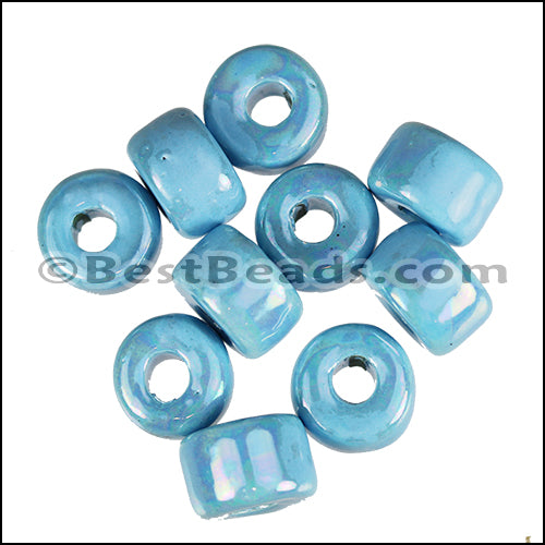 Ceramic Glazed Rondelle SKY BLUE 10 pcs