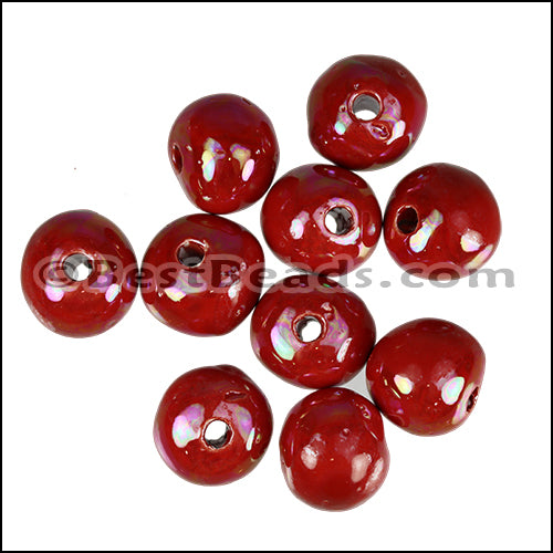 Ceramic Large Round Bead RED 10 pcs