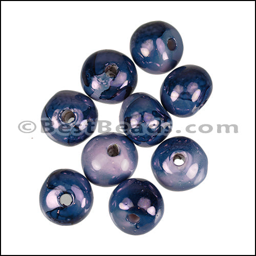 Ceramic Large Round Bead LILAC BLUE 10 pcs
