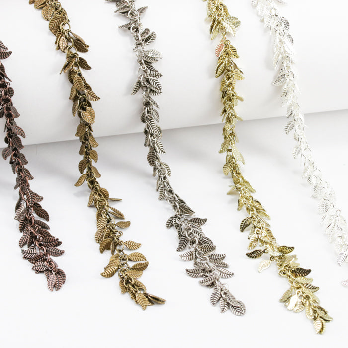 leaf dangles chain ANTIQUE COPPER