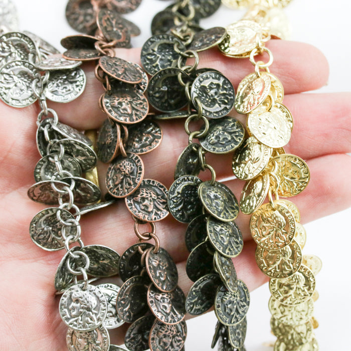 coin dangles chain GUNMETAL