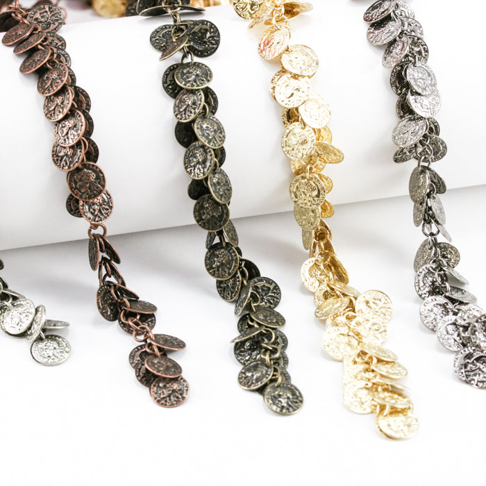 coin dangles chain GUNMETAL