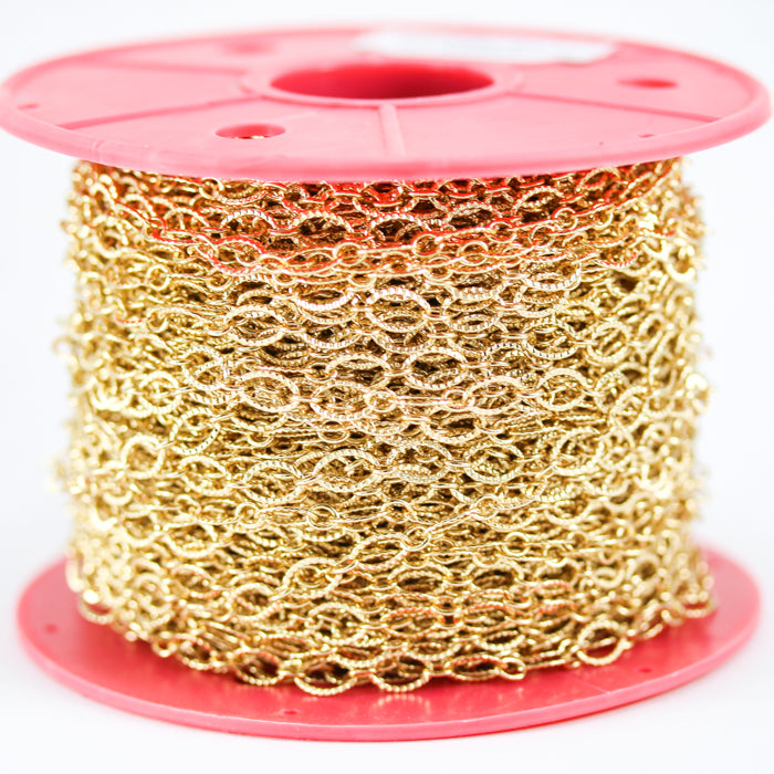 etched oval link chain ANT. BRASS