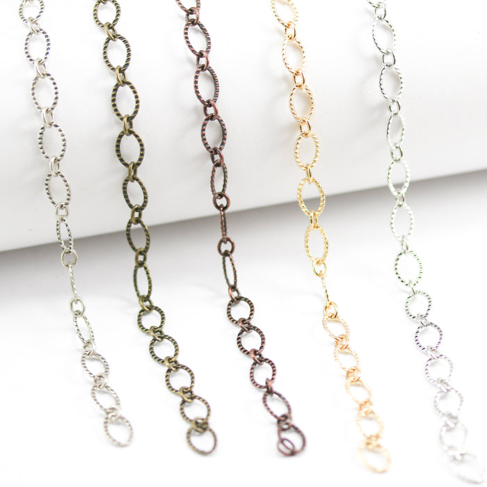 etched oval link chain ANT. BRASS
