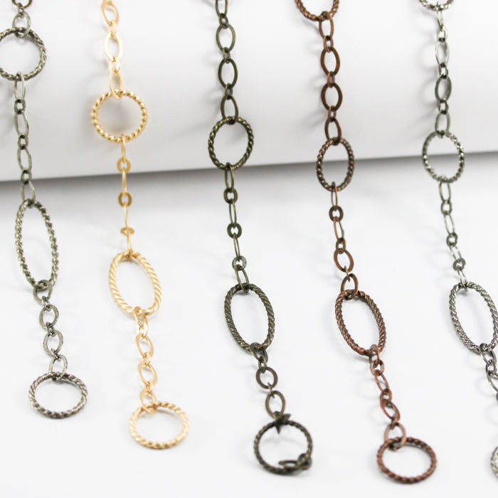 oval & circle chain ANT. BRASS