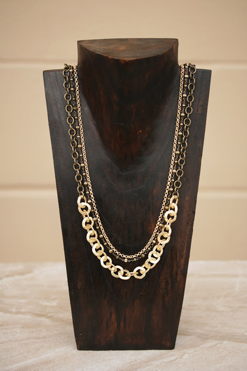 hammered washer chain MATTE GOLD