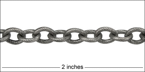 Etched small heavy cable chain ANT. SILVER