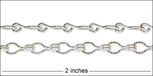 Etched Gear Link chain SILVER PLATED