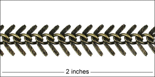 Small TEXTURED Fishbone chain ANTIQUE BRASS