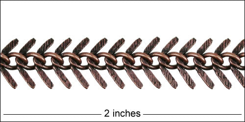 Small TEXTURED Fishbone chain ANTIQUE COPPER
