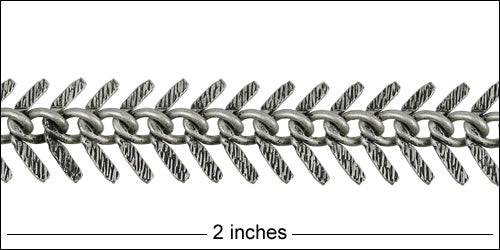 Small TEXTURED Fishbone chain ANTIQUE SILVER