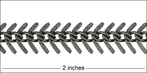 Small TEXTURED Fishbone chain MATTE GUNMETAL