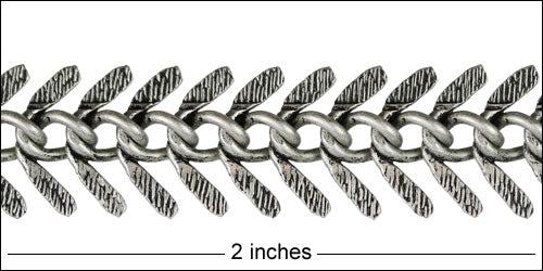 Medium TEXTURED Fishbone chain ANTIQUE SILVER