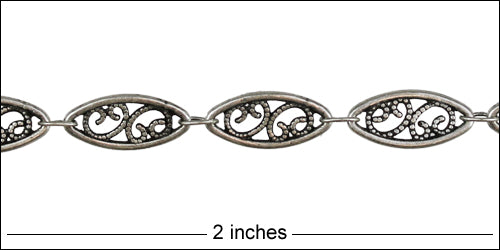 Large Filigree chain ANTIQUE SILVER