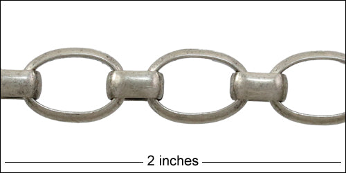2-Size Oval Link chain ANT SILVER