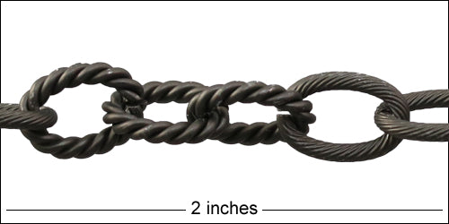 mixed rope etched chain MATTE GUNMETAL