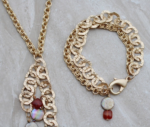 hammered washer chain MATTE GOLD