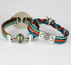 ACRYLIC BEADING magnetic clasp 14mm STRIPE PATINA - 10 pcs