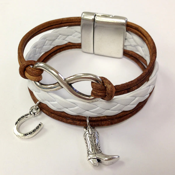 10mm flat BRAIDED leather WHITE - 1 meter