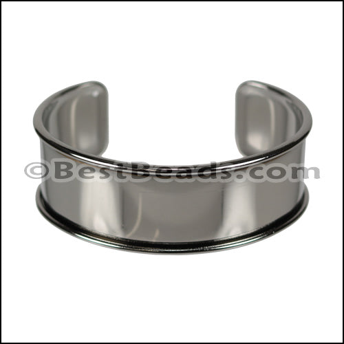 20mm Flat GLUE - IN CUFF Gunmetal - 2 pcs