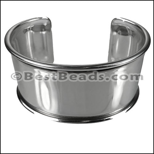 30mm Flat GLUE - IN CUFF Rhodium - 2 pcs