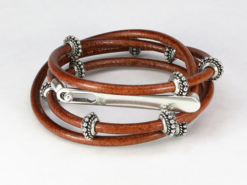 4mm round SHORT D - BRACELET clasp ANT SILVER - 5 clasps