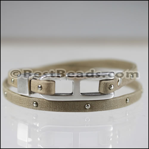5mm flat BAR HOOK connector ANT SILVER - 10 pcs