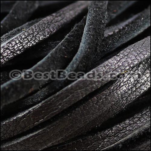 3mm Flat DEERSKIN lace BLACK - Bag of 10