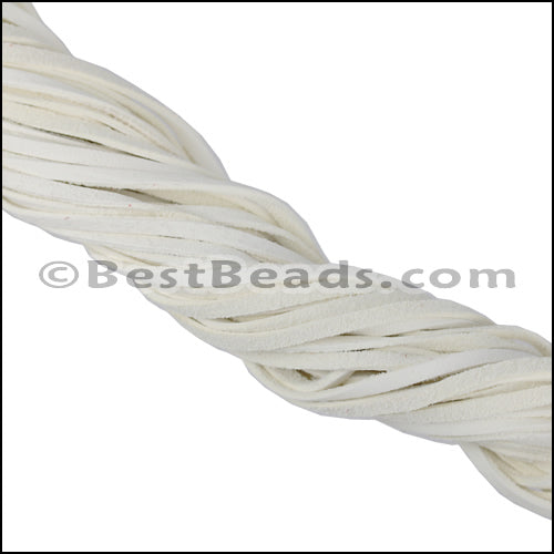 3mm Flat DEERSKIN lace WHITE - Bag of 10