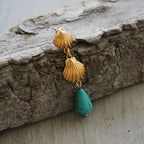 Clamshell Post Earring with Loop SHINY GOLD - 10 pcs